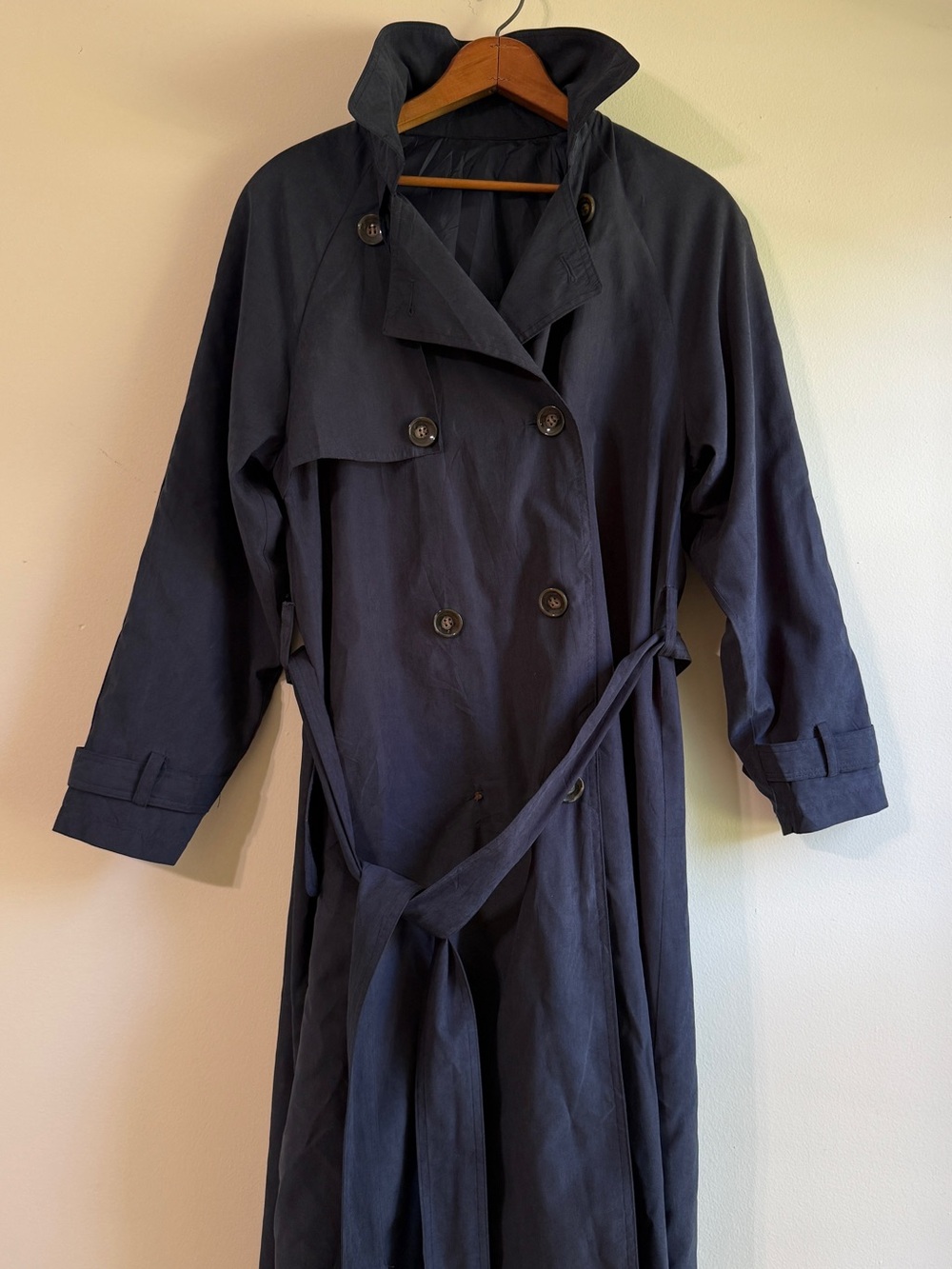 Muted Blue Peached Finish Lightweight Trench Coat Duster